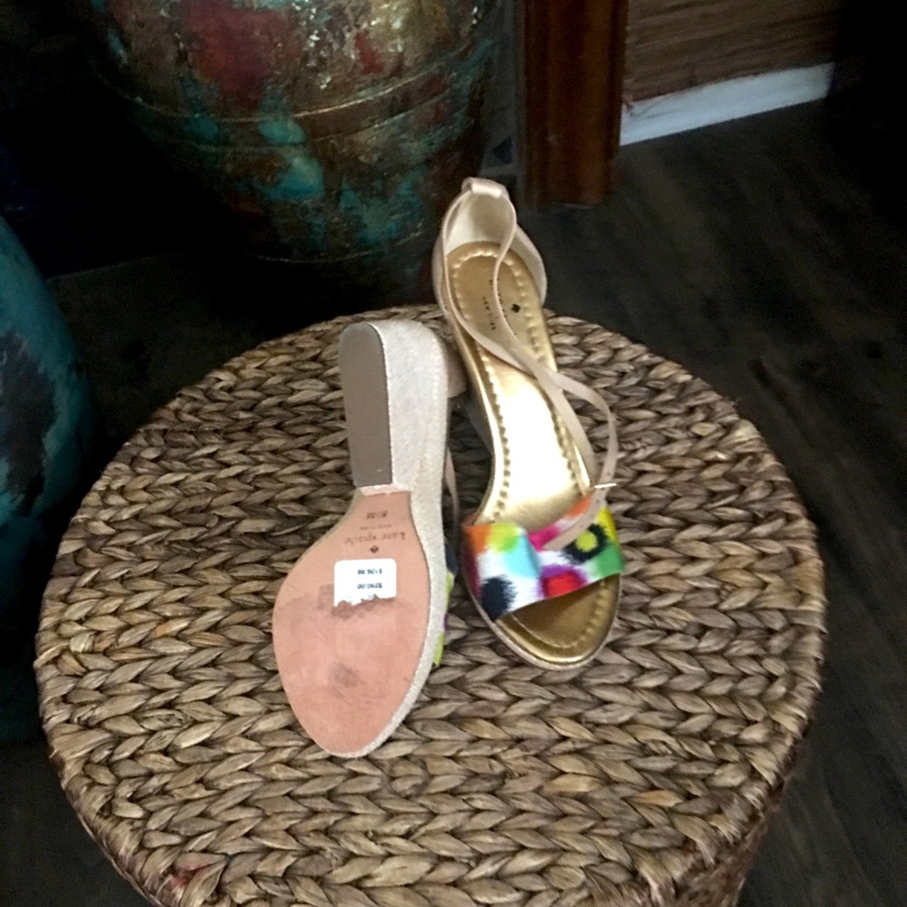 Metallic Gold Sandals with Colorful Front Straps